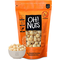 Oh! Nuts Macadamia Nuts - 1 Lb - Dry Roasted Unsalted Macadamia Nuts - Oven Roasted - No Oil - Packed In New York Zip-Seal Bag For Exceptional Freshness