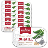 King Oscar Mackerel In Olive Oil With Jalapeo Peppers, 4.05 Ounce Cans (Pack Of 12, Packaging May Vary), Skinless & Boneless, Wild Caught Canned Mackerel