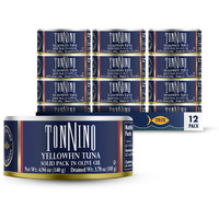 Tonnino Yellowfin Tuna Fish In Olive Oil - Pack Of 12 - Alternative To Salmon - Protein Snacks - Ready To Eat Meals In Can
