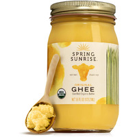 Spring Sunrise Organic Grass Fed Ghee Butter - Usda Certified Organic Clarified Butter - Paleo, Keto Friendly, Non-Gmo, Gluten, & Casein Free Cooking Oil - Sustainably Sourced (16Oz Jar)
