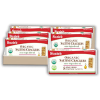 Suzie's Organic Saltines Crackers|Salted W/Extra Virgin Olive Oil|Low Saturated Fat|Healthy Gourmet Baked Vegan Snack For Adults & Children| 6 Packs (48 Individual Stay Fresh Packs) - 8.8Oz Each