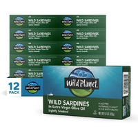 Wild Planet Wild Sardines In Extra Virgin Olive Oil, Lightly Smoked, Tinned Fish, Sustainably Wild-Caught, Non-Gmo, Kosher, Gluten Free, 4.4. Ounce (Pack Of 12)