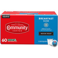 Community Coffee Breakfast Blend 60 Count Coffee Pods, Medium Roast, Compatible With Keurig 2.0 K-Cup Brewers, Box Of 60 Pods
