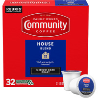 Community Coffee House Blend Medium-Dark Roast Single Serve Keurig K-Cup Pods 32 Ct Box