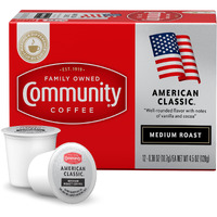 Community Coffee American Classic 12 Count Coffee Pods, Medium Roast, Compatible With Keurig 2.0 K-Cup Brewers, 12 Count (Pack Of 1)