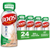 Boost High Protein With Fiber Ready To Drink Complete Nutritional Drink, Creamy Strawberry, 8 Fl Oz Bottle, 24 Pack