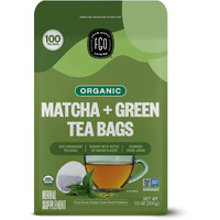 Fgo Organic Japanese Matcha + Green Tea, 100 Count, Eco-Conscious Tea Bags, Resealable Bag, Packaging May Vary (Pack Of 1)