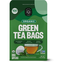 Fgo Organic Green Tea, 100 Count Eco-Conscious Tea Bags, Caffeinated, Resealable Pouch, Packaging May Vary (Pack Of 1)