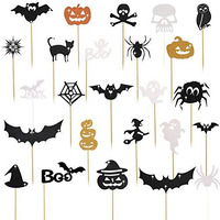 Boao 75 Pcs Halloween Cupcake Topper Picks Pumpkin Bat Spider Web Skull White Ghost Cupcake Decorations For Halloween Birthday Party Favor Supplies