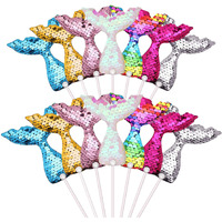 14 Pieces Mermaid Tail Cupcake Toppers Little Reversible Sequin Cupcake Picks Under The Sea Cake Decorations Birthday Toothpicks For Shower Wedding Party Favors Supplies, 7 Colors