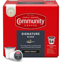 Community Coffee Signature Blend 54 Count Coffee Pods, Dark Roast, Compatible With Keurig 2.0 K-Cup Brewers, Box Of 54 Pods