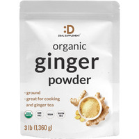 Deal Supplement Organic Fresh Ginger Powder, 3Lbs - Finely Ground For Easy Mixing, Raw Ginger Spice Flavor, Indian Origin - Great For Chews, Tea, Candy, & Juice - Non-Gmo, Filler Free