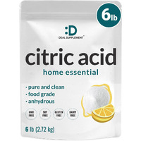 Citric Acid 6 Pounds | Fine Granular Powder, Food Grade, Bulk Supply - Potent Anhydrous Form - Versatile Flavor Enhancer, Preservative, Cleaning, & Homemade Bath Bombs - Additive Free, Non-Gmo