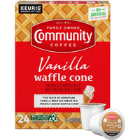Community Coffee Vanilla Waffle Cone Ice Cream Flavored, 24 Count Coffee Pods, Compatible With Keurig 2.0 K-Cup Brewers, 24 Count (Pack Of 1)