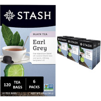 Stash Tea Earl Grey Black Tea - Caffeinated, Non-Gmo Project Verified Premium Tea With No Artificial Ingredients, 20 Count (Pack Of 6) - 120 Bags Total