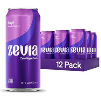 Zevia Zero Sugar Soda, Grape, 16 Oz Cans (12-Pack) - Naturally Sweetened, Non-Gmo Project Verified, Gluten-Free, Vegan