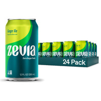 Zevia Zero Sugar Soda, Ginger Ale, 12 Oz Cans (24-Pack) - Naturally Sweetened, Non-Gmo Project Verified, Gluten-Free, Vegan