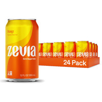 Zevia Zero Sugar Soda, Orange, 12 Oz Cans (24-Pack) - Naturally Sweetened, Non-Gmo Project Verified, Gluten-Free, Vegan