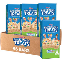 Rice Krispies Treats Marshmallow Snack Bars, Kids Snacks, School Lunch, Rainbow (12 Boxes, 96 Bars)