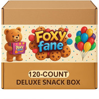 Foxy Fane 120 Count Deluxe Snack Box - Ultimate Gift Care Package With Variety Assortment Of Crackers, Cookies, Candy, Chips & Other Snacks - Bulk Bundle Of Delicious Treats (120 Snacks)
