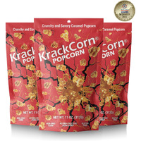 Krackcorn Caramel Popcorn - Gluten-Free, Non-Gmo Caramel Flavored Popcorn, Sweet And Salty Corn Gourmet Snack - Delicious Treat For Family Parties, Movie Nights - 11 Oz, Pack Of 3