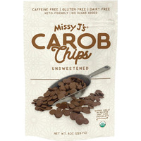 Missy J's Organic Unsweetened Carob Chips 8 Oz, Vegan, Gluten And Caffeine Free, Healthy Substitute For Chocolate, Perfect For Snacks And Treats