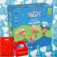 Rice Krispies Treats Mini Squares | Sweet Crispy Marshmallow Cereal Kids Snack Individually Wrapped | Birthday Classroom Party Gift Basket | Muchai Bag (52 Variety Square Mini Treat W/ Rainbow Sprinkles)