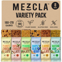 Mezcla Puff Crispy Protein Bars, Gluten Free & Vegan Protein Bars, 10G Protein, Alt For Crispy Rice Treat, Granola Bars & Breakfast Bars, Healthy Snacks For Adults, Variety Pack, 8 Count