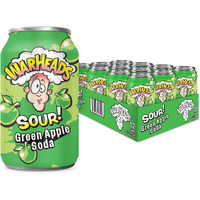 Sour Fruity Soda With Classic Warheads Flavors - Perfectly Balanced Sweet And Sour Soda - Warheads Candy Throwback Treat, Soda, Cocktail Mixer, Pack Of 12, 12Oz Cans (Green Apple)