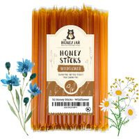 The Honey Jar - Wildflower Varietal Honey Sticks - Pure Honey Straws For Tea, Coffee, Or A Healthy Treat - One Teaspoon Of Flavored Honey Per Stick - Made In The Usa, Real Honey - (50 Count)