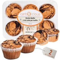 Low Carb Marble Muffins 6 Pcs (1-Pack) By Carb-O-Licious - Delicious Keto Mini Muffins With Only 2 Net Carbs, 9G Protein - Sugar Free Cupcake Style Healthy Snack Made, Almond Flour, Low-Carb Treat