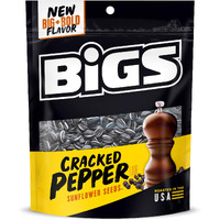 Bigs Cracked Pepper Sunflower Seeds, Keto Friendly Snack, 5.35-Oz. Bag (Pack Of 12)