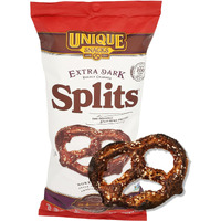 Unique Snacks Extra Dark Splits Pretzels, Original Split-Open Pretzels, Delicious Homestyle Baked Snack Bag, Vegan, Ou Kosher, And Non-Gmo Food, No Artificial Flavor, 11 Oz. Bag, Pack Of 12