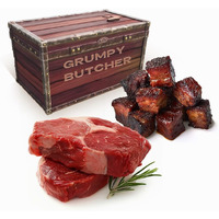 Grumpy Butcher Variety Steak House Meat Box - 2 Top Sirloin Steaks & Smoked Beef Brisket - Grumpy Food Gifts Gourmet Gift Baskets