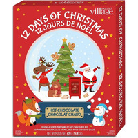 Gourmet Du Village Advent Calendar Gift Box, 12 Christmas Season Single-Serve Hot Chocolate Mixes In Assorted Flavors