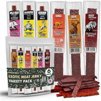 Buffalo Bob's Wild Game Meat Snacks (6 Pack) | Exotic Jerky Sampler | Beef Jerky Gift Set, Snack Baskets For Men, Meat Gifts For Dad | Wild Boar, Alligator, Elk, Buffalo, Venison, Camel | Exotic Pack
