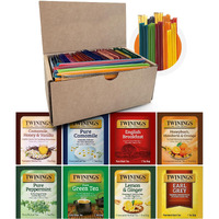 Twinings 48 Tea Bags Herbal Variety Pack, Bundle With 20 Flavored Honey Sticks - 8 Flavors Caffeine-Free Individually Wrapped Teas For Gift Baskets, Office, Or Lobby Refreshments