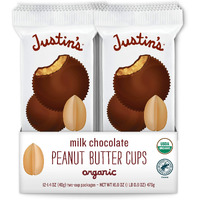 Justin's Organic Milk Chocolate Peanut Butter Cups, Rainforest Alliance Certified Cocoa, Gluten-Free, Responsibly Sourced, 12 Pack (2 Cups Each)