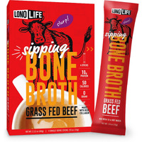 Lonolife Beef Bone Broth Powder Mix | Grass-Fed, 10G Protein | Collagen-Rich, Keto & Paleo Friendly | Natural Ingredients | 4 Portable Stick Pack Servings