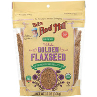 Bob's Red Mill Organic Golden Flaxseeds, Resealable Stand Up Bag, 13 Oz (Pack - 6)
