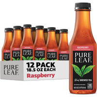 Pure Leaf Iced Tea, Raspberry, Real Brewed Tea, 18.5 Fl Oz Bottles (Pack Of 12)