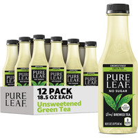 Pure Leaf Iced Tea, Unsweetened Green Tea, 18.5 Fl Oz Bottles (Pack Of 12)