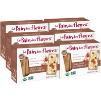 Le Pain Des Fleurs Organic Chestnut Crispbread | Low Sodium, Low Fat, Vegan, & Gluten Free Crackers| 6 Pack Of 4.4Oz Boxes