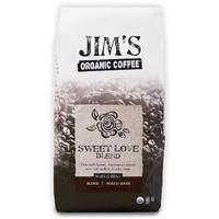 Jims Organic Coffee - Sweet Love Blend - Whole Bean, Dark Roast, Bold 11 Oz Bag