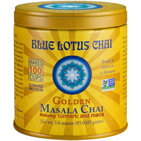 Blue Lotus Chai - Golden Masala Flavor Chai - Makes 100 Cups - 3 Ounce Masala Spiced Chai Powder With Organic Spices - Instant Indian Tea No Steeping - No Gluten