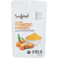 Sunfood Organic Turmeric Powder - Turmeric Powder Organic, Ground Turmeric Powder, Curcuma Supplement, Pure Ground Spice For Health, Seasoning, Curcumin, Organic Turmeric Root Powder - 4 Oz Bag