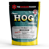 The Sausage Maker Natural Hog Sausage Casings 32-38Mm, Edible Casing For Sausage Making, Stuff Over 25 Lbs Meat, Breakfast, Italian, Polish, Bratwurst, Hot Dog, Pork Links, 1.2-1.5"" Dia, Home Pack-1