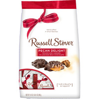 Russell Stover Pecan Delight Gusset Bag 16.10 Ounce Russel Stover Milk Chocolate Covered Candy Pack, Crunchy Pecans And Buttery Caramel Covered In Sweet Milk Chocolate Candy, Individually Wrapped
