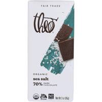 Theo Sea Salt Organic Dark Chocolate Bar, 70% Cacao, 1 Bar | Vegan, Fair Trade