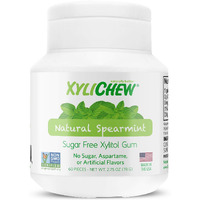 Xylichew 100% Xylitol Chewing Gum - Non Gmo, Non Aspartame, Gluten Free, And Sugar Free Gum - Natural Oral Care, Relieves Bad Breath And Dry Mouth - Spearmint, 60 Count